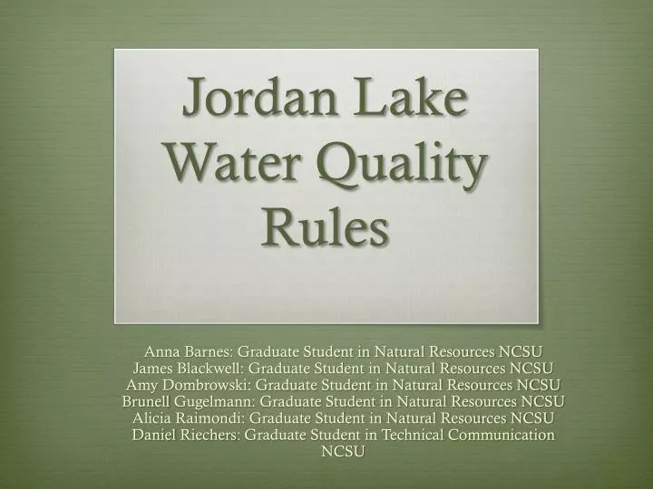 jordan lake water quality rules