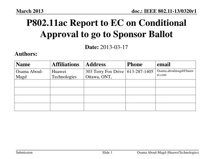 p802 11ac report to ec on conditional approval to go to sponsor ballot