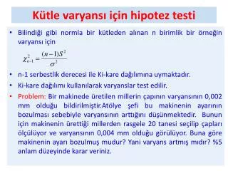k tle varyans i in hipotez testi