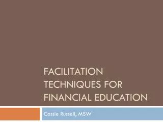 facilitation techniques for financial education