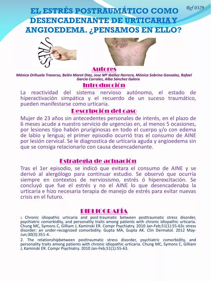 el estr s postraum tico como desencadenante de urticaria y angioedema pensamos en ello