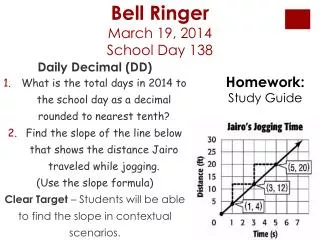 Bell Ringer March 19, 2014 School Day 138