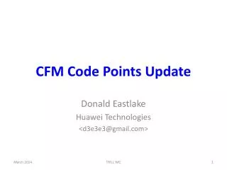 CFM Code Points Update