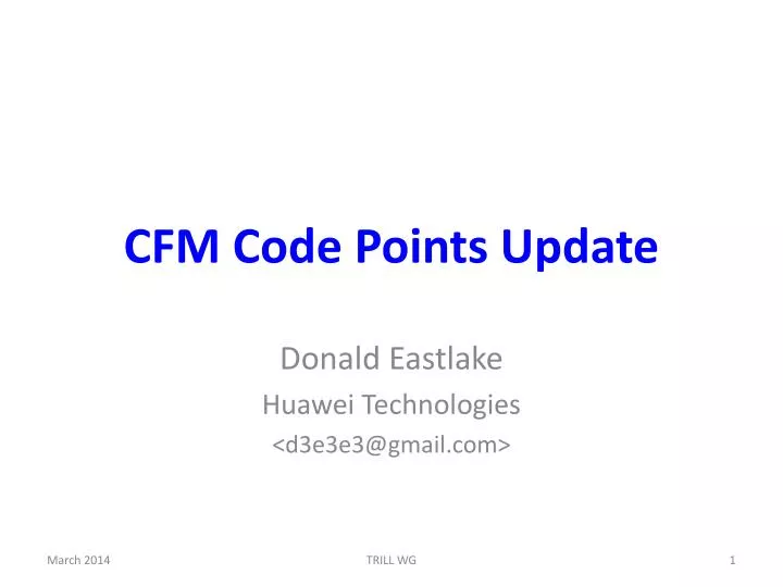 cfm code points update