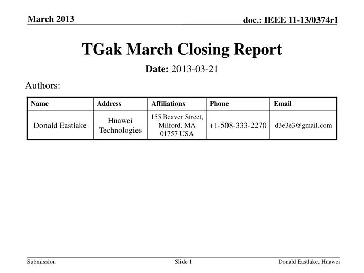 tgak march closing report