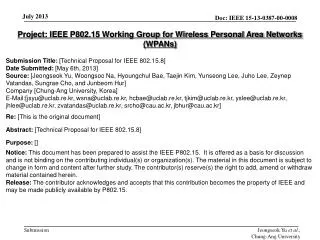 Project: IEEE P802.15 Working Group for Wireless Personal Area Networks (WPANs)