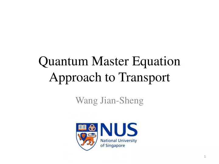quantum master equation approach to transport
