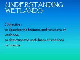 UNDERSTANDING WETLANDS