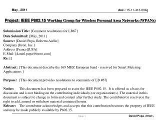 Project: IEEE P802.15 Working Group for Wireless Personal Area Networks (WPANs)