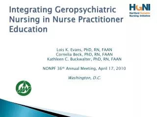 Integrating Geropsychiatric Nursing in Nurse Practitioner Education