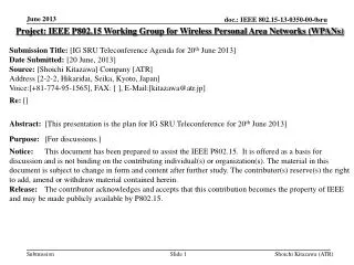 Project: IEEE P802.15 Working Group for Wireless Personal Area Networks (WPANs)