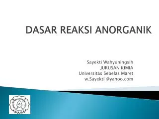 dasar reaksi anorganik