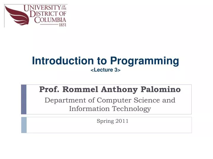 prof rommel anthony palomino department of computer science and information technology