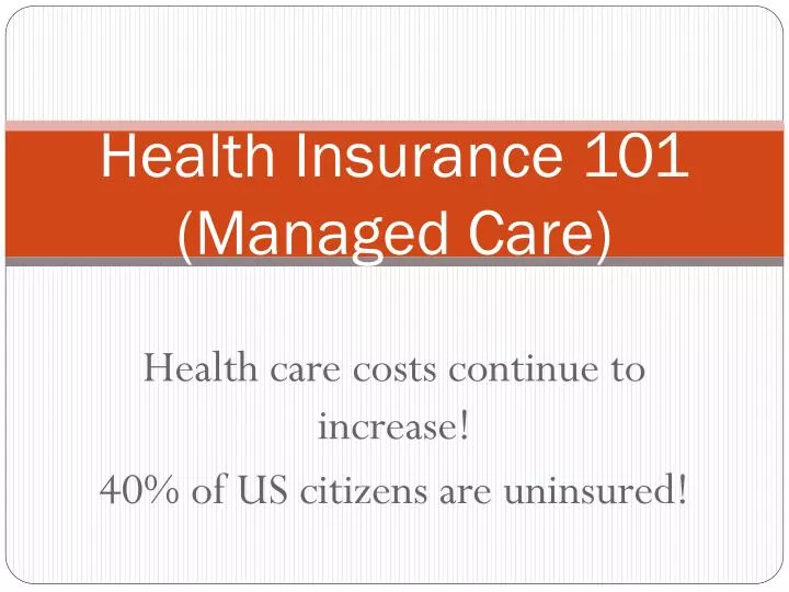 health insurance 101 managed care