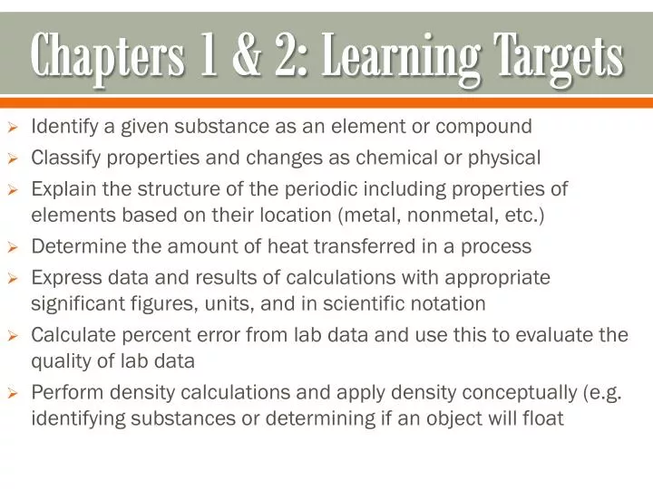 chapters 1 2 learning targets