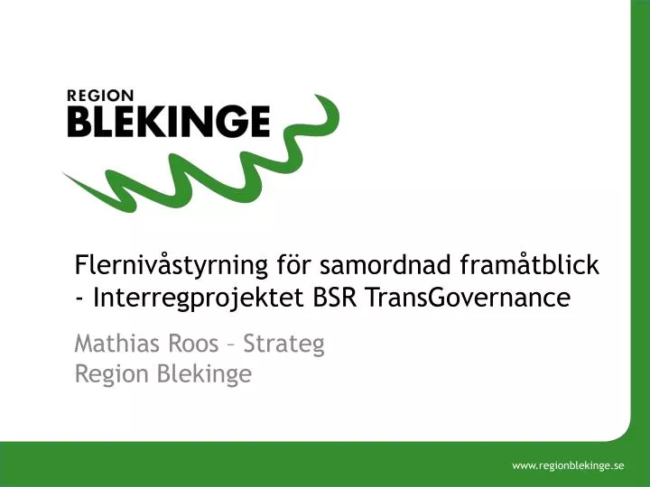 flerniv styrning f r samordnad fram tblick interregprojektet bsr transgovernance