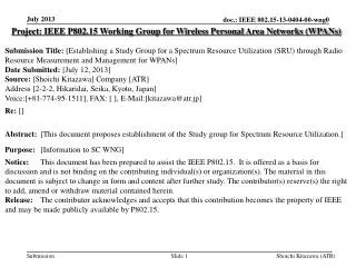 Project: IEEE P802.15 Working Group for Wireless Personal Area Networks (WPANs)