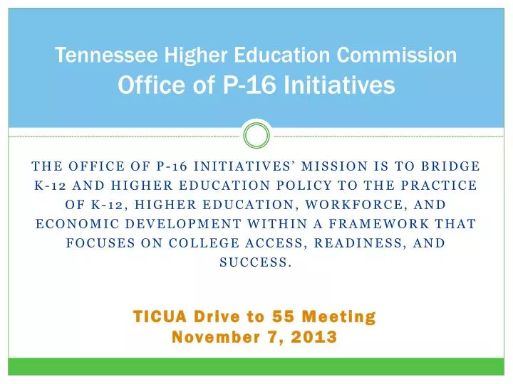 tennessee higher education commission office of p 16 initiatives