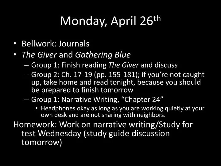 monday april 26 th