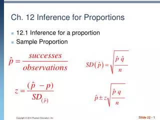 Ch. 12 Inference for Proportions