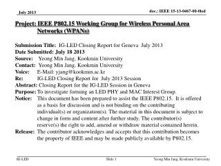 Project: IEEE P802.15 Working Group for Wireless Personal Area Networks (WPANs)