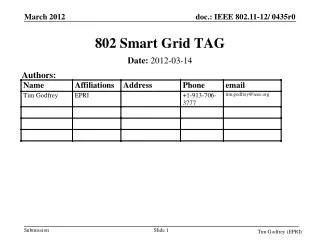 802 Smart Grid TAG