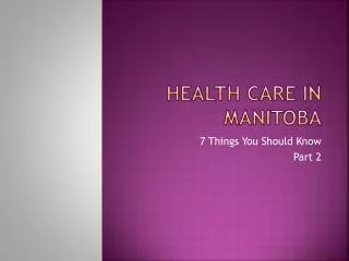 health care in manitoba