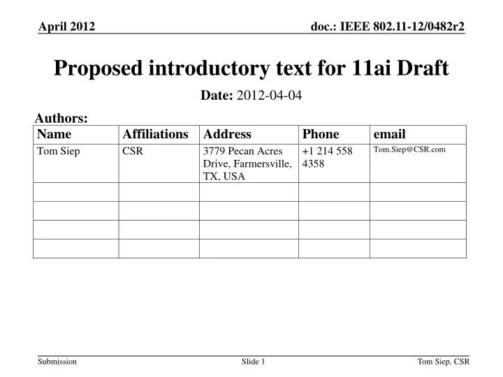 proposed introductory text for 11ai draft