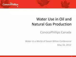 Water Use in Oil and Natural Gas Production
