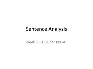 Sentence Analysis