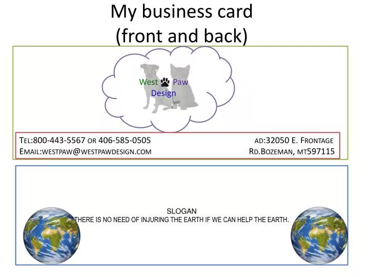 my business card front and back