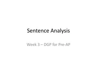 Sentence Analysis