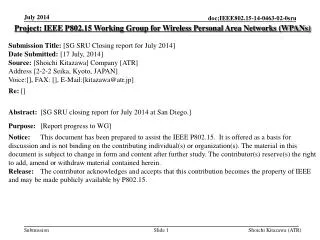 Project: IEEE P802.15 Working Group for Wireless Personal Area Networks (WPANs)