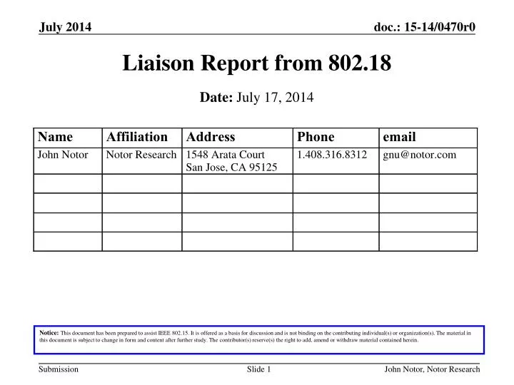 liaison report from 802 18