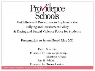 Guidelines and Procedures to Implement the Bullying and Harassment Policy