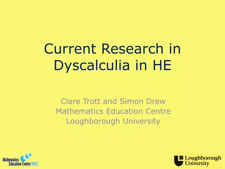 current research in dyscalculia in he