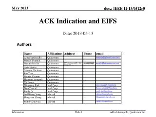 ACK Indication and EIFS