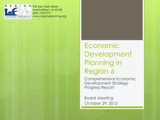 Economic Development Planning in Region 6