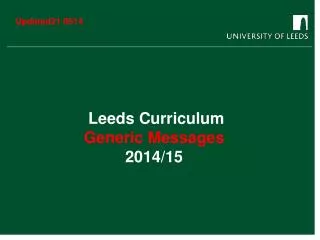 Leeds Curriculum Generic Messages 2014/15
