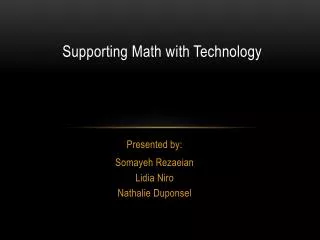 S upporting Math with Technology