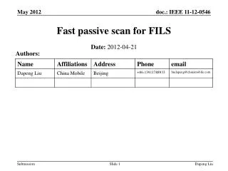 Fast passive scan for FILS