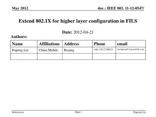 Extend 802.1X for higher layer configuration in FILS