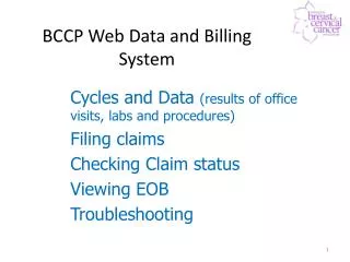 BCCP Web Data and Billing System