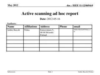 Active scanning ad hoc report