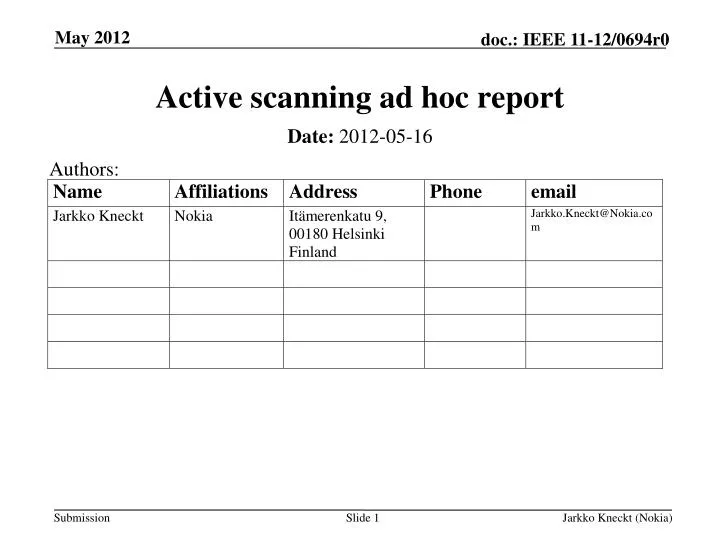 active scanning ad hoc report
