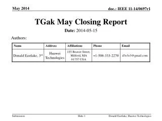 TGak May Closing Report