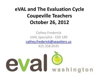 eVAL and The Evaluation Cycle Coupeville Teachers October 26, 2012