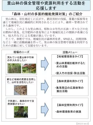 里山林の保全管理や資源利用をする 活動を 応援 します