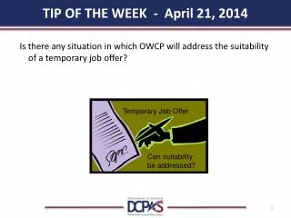 TIP OF THE WEEK - April 21, 2014