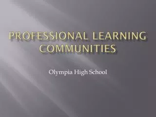 Professional Learning Communities